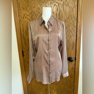 Women’s Satin Brown, Cream & Black Blouse